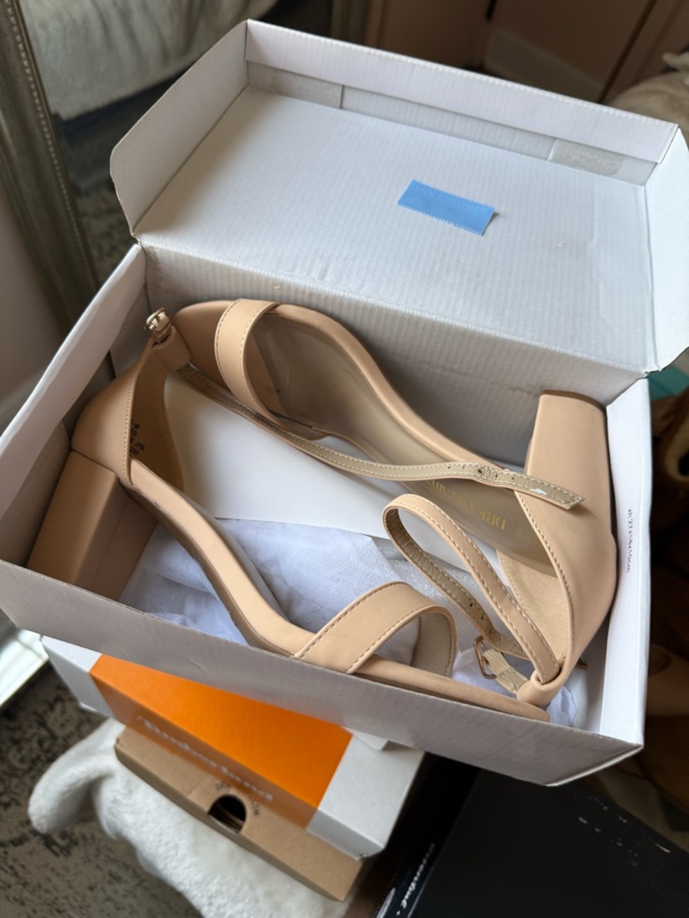 Dream Pairs Nude/Beige Block Heel Ankle Strap Sandals